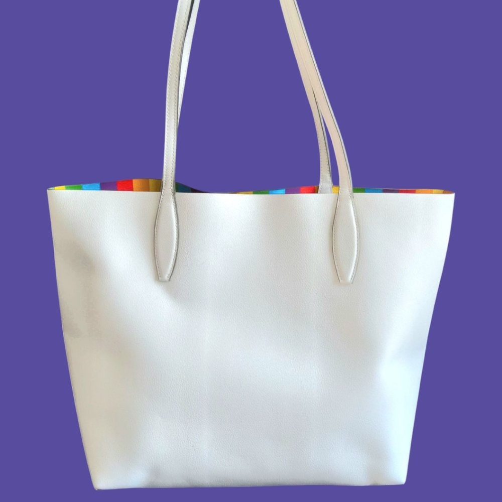 Kate Spade Rainbow Pride Collection Tote Bag - White and Multicolor. EUC. - Picture 5 of 12
